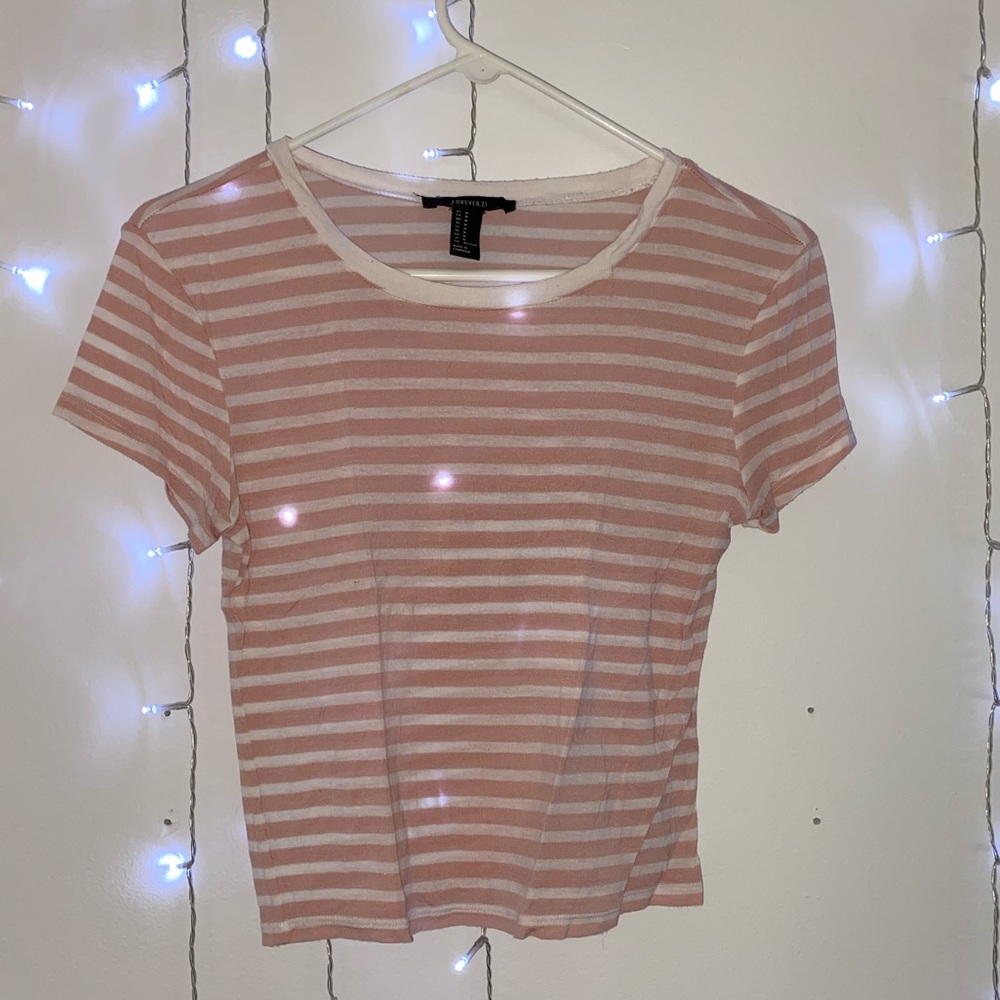 Pink & White Striped Tee